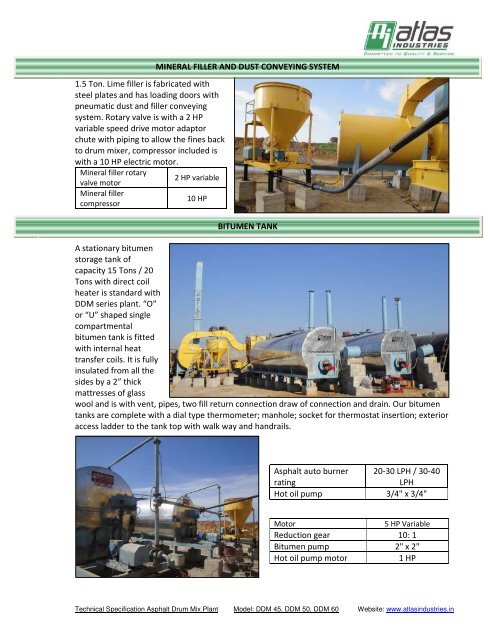 Specifications double drum plant - export