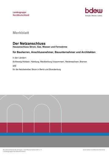 BDEW-Merkblatt Der Netzanschluss - E.ON Hanse