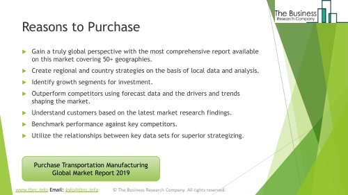 Transportation Manufacturing Global Market Report 2019