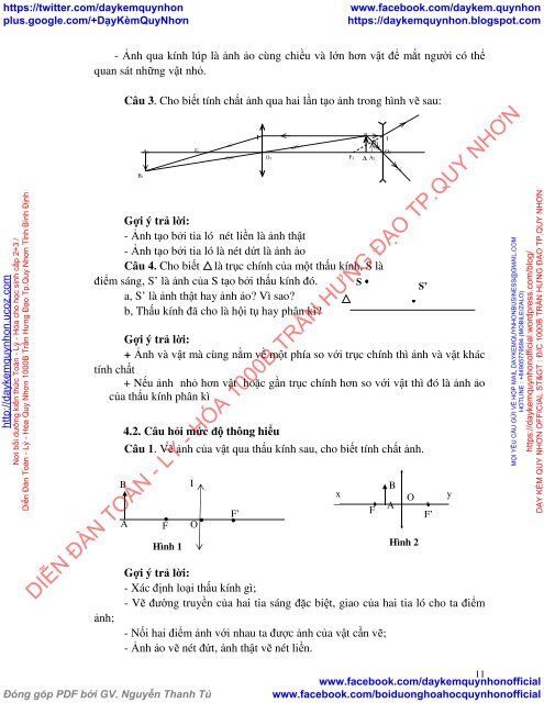 Xây dựng chuyên đề: thấu kính mỏng; Vật lí 11 (Ban cơ bản) theo định hướng phát triển năng lực học sinh ở Trường THPT