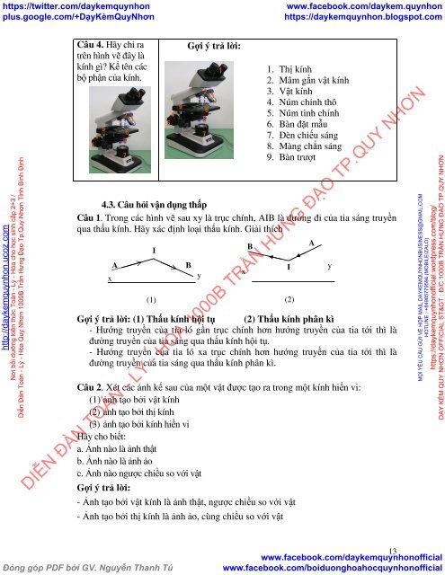 Xây dựng chuyên đề: thấu kính mỏng; Vật lí 11 (Ban cơ bản) theo định hướng phát triển năng lực học sinh ở Trường THPT