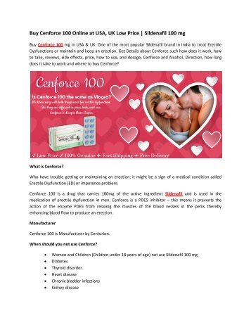 Buy Cenforce 100 Online at USA, UK Low Price -cenforce reviews-sildenafil-GenMedicare