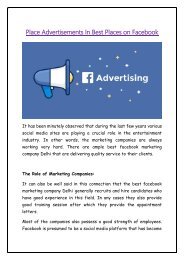 Place Advertisements In Best Places on Facebook
