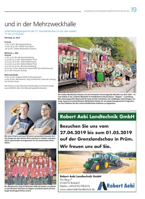 Grenzlandschau Prüm - Int. Handelsmesse 27. April - 01. Mai 2019