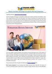 What is the Main Advantage Provided by Moving Companies!