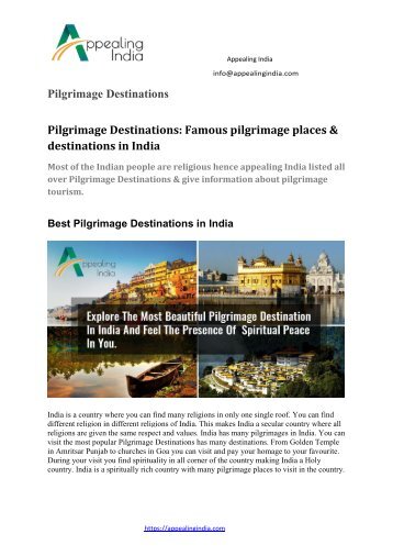 Pilgrimage Destinations Famous pilgrimage places &amp; destinations in india
