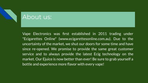 Vaporizers and Eliquids Ecigarettes Australia