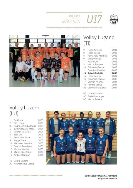 Programme Swiss Volley Final Four 2019