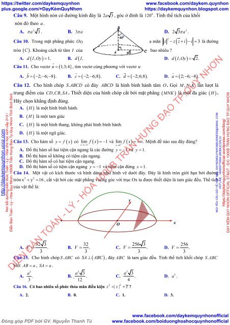 Bộ đề thi thử THPTQG 2019 - Môn Toán, Lý, Hóa, - Cả nước - Có lời giải chi tiết (Lần 14) ( 21 đề ngày 17.04.2019 )