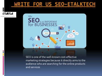 Write For Us SEO–Etalktech