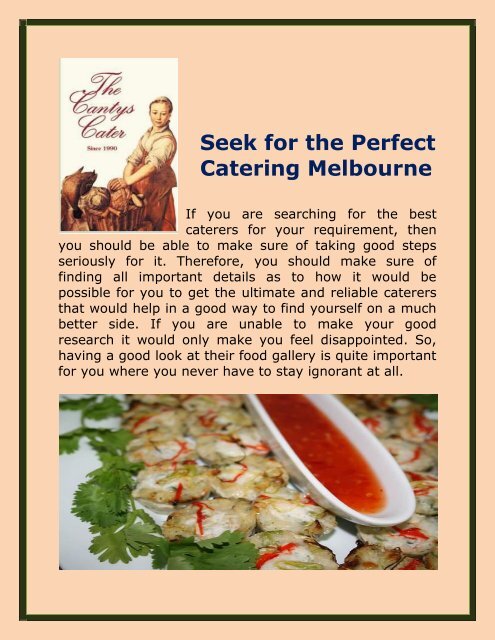 Seek for the Perfect Catering Melbourne