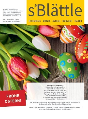 s'Blättle Nr. 16 - Do, 18. April 2019