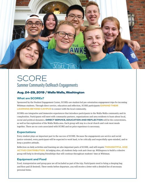 Whitman College Immersions 2019