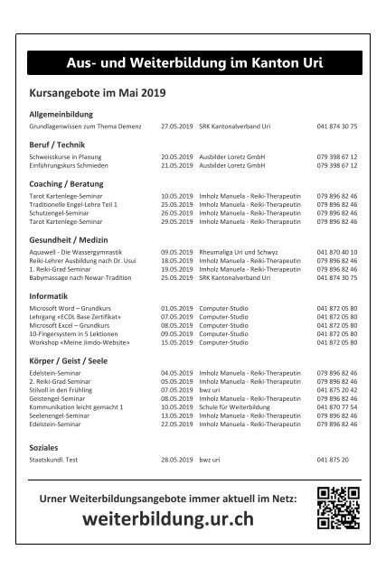 16.2019 Uristier ­ Der Urner Gratisanzeiger