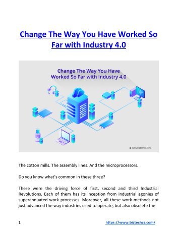 Change The Way You Have Worked So Far with Industry 4.0