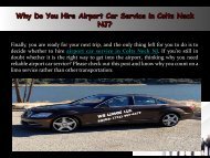 Why Do You Hire Airport Car Service in Colts Neck NJ