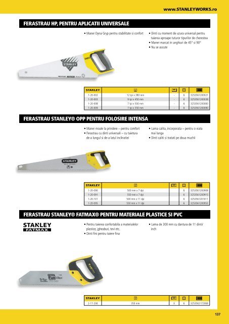 Stanley - Catalog - Unelte și scule de mână - 2018-2019 (RO)