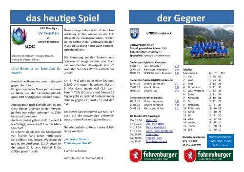 Blues News 260 - SV Kematen vs. UNION Innsbruck