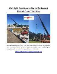 Visit Gold Coast Cranes Pty Ltd for Largest Fleet of Crane Truck Hire