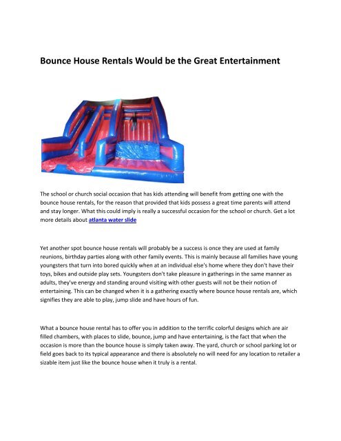 5 bounce house rentals Atlanta