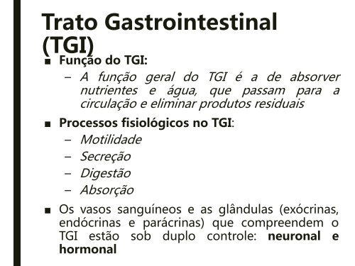 AULA 7- Farmacologia do Trato Gastrointestinal