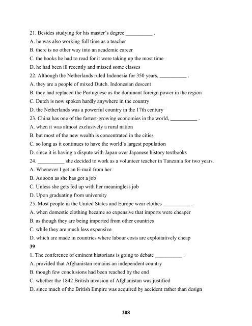 Câu hỏi trắc nghiệm chuyên đề Câu ghép hợp nghĩa Tiếng Anh - Vĩnh Bá - File word (310 trang)