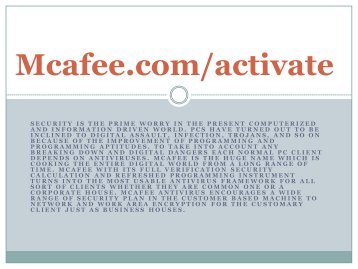 McAfee.com/Activate- Activate McAfee for PC