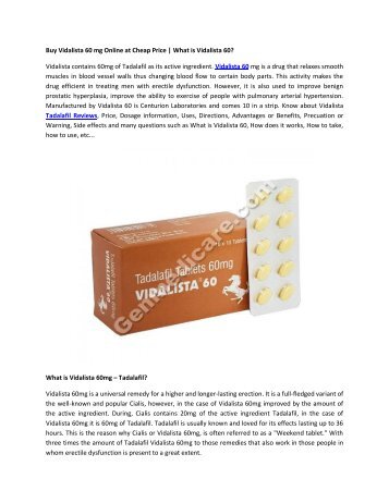 Buy Vidalista 60 mg Online | What is Vidalista 60