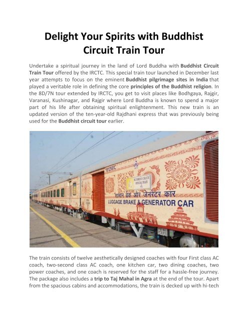 Delight Your Spirits with Buddhist Circuit Train Tour