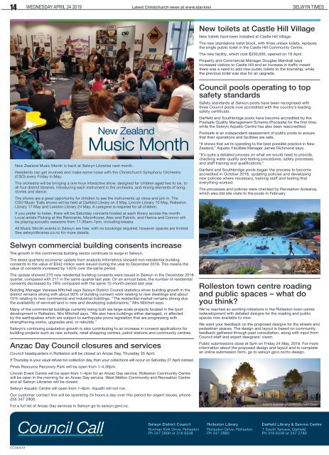 Selwyn Times: April 24, 2019