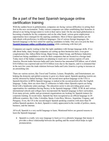 Best Spanish Language Online Certification Training