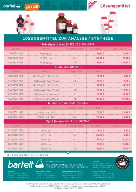 Bartelt Aktion Chem-Lab Lösungsmittel