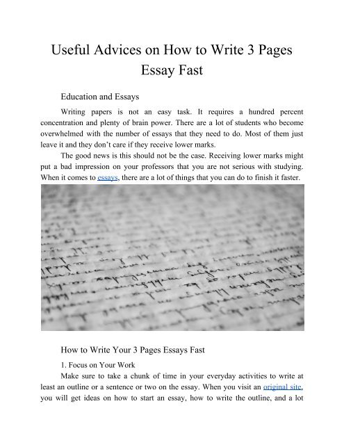 Useful Advice on How to Write 3 Pages Essay Fast