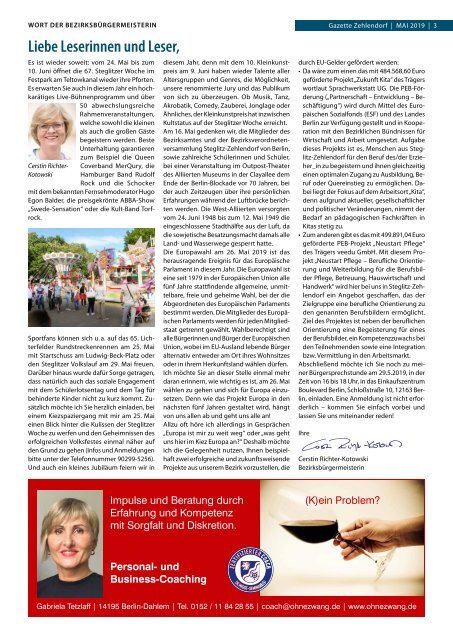 Gazette Zehlendorf Mai 2019