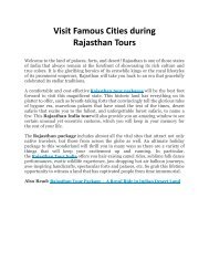 Visit Famous Cities during Rajasthan
