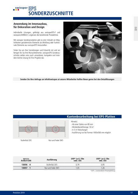 swisspor Preisliste 2019/05