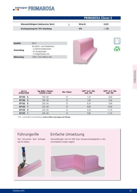 swisspor Preisliste 2019/05