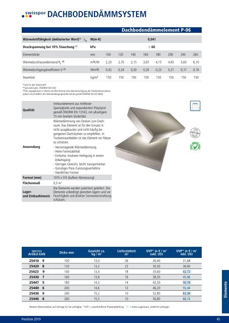 swisspor Preisliste 2019/05