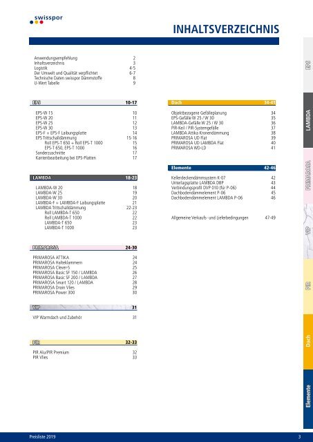 swisspor Preisliste 2019/05