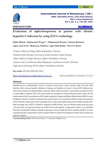 Evaluation of alpha-fetoprotein in patient with chronic hepatitis C infection by using ELFA technology