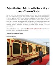 Enjoy the Next Trip to India like a King in Luxury Trains of India