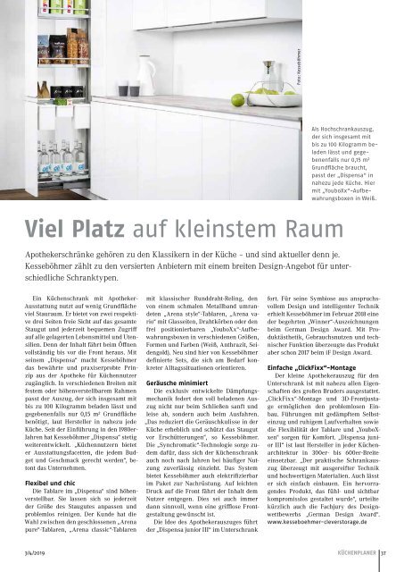 KÜCHENPLANER Ausgabe 3/4-2019 mit dem Sonderteil KÜCHENFERTIGUNG