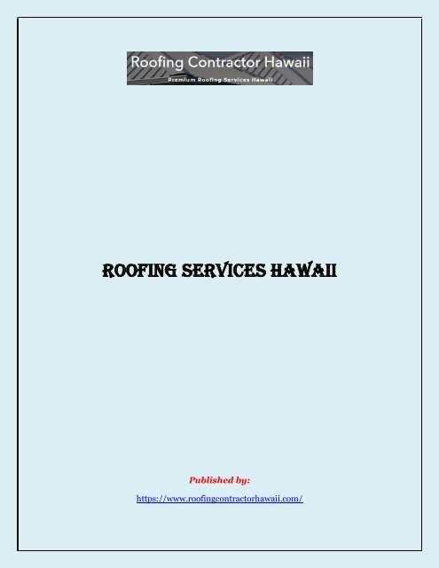 Roofing Services Hawaii