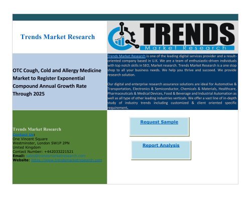 OTC Cough, Cold and Allergy Medicine Market to Register Exponential Compound Annual Growth Rate Through 2025