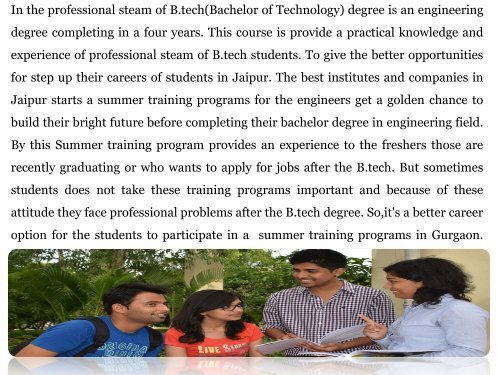 Btech Summer Internship in Gurgaon