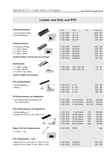 Leisten aus Holz und PVC