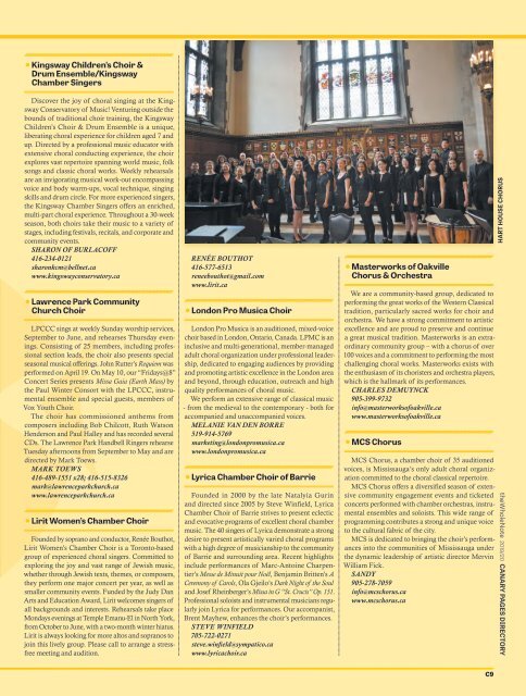 Canary Pages | 17th Annual Choral Directory