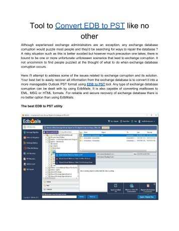 EDB to PST tool like no other