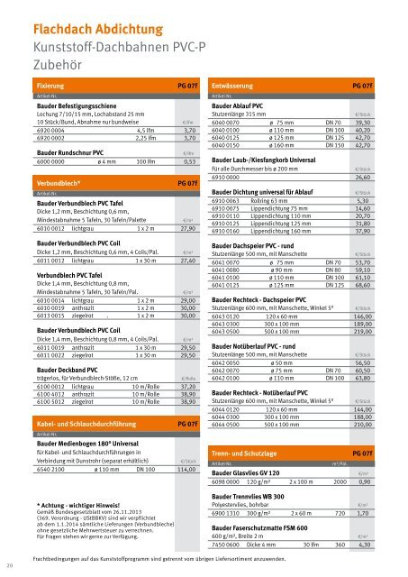 Bauder Preisliste 2019