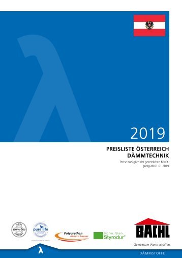 Bachl Dammstoff Preisliste 2019